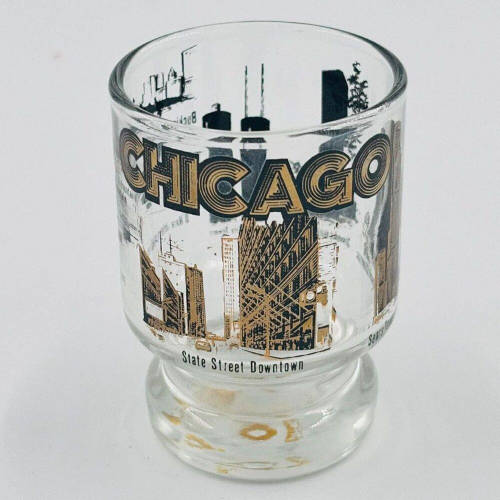 Chicago Illinois Souvenir Shot Glass Famous Landmarks State Street Travel